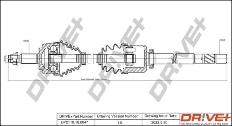 Полуось Renault Master III 2.3dCi 10- (R) (31x39x1075) DR!VE+ DP2110100847