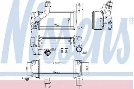 Интеркулер TOYOTA AURIS/COROLLA 1,4D 07- NISSENS 96429