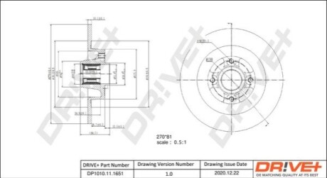 TARCZA HAM. TYЈ RENAULT SCENIC 03- 270X10 WITH BEARING DR!VE+ DP1010111651