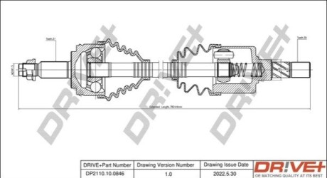 Полуось Renault Master III 2.3dCi 10- (L) (31x39x743) DR!VE+ DP2110100846