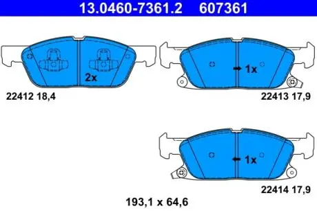Фото колодки гальмівні (передні) Ford Galaxy III/S-Max 15- ATE 13046073612 Колодки гальмівні (передні) Ford Galaxy III/S-Max 15- ATE 13046073612