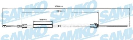 Трос ручного тормоза.r. BERLINGO PARTNER 1850/1410 /P/ SAMKO C0092B