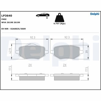 Klocki ham. C4, DS DS3 Crossback/Corsa,Mokka/2008,208 Delphi LP3640