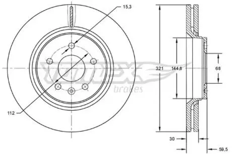 Диск тормозной (передний) Audi A6/A8 04-11 (321x30) TOMEX TX7281