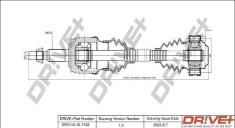 Піввісь (задня) VW T5 2.5 TDI 4x4 04-09 (L) (38x683) DR!VE+ DP2110101743