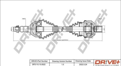 Полуось (передняя) Astra H/Zafira 07- (R) (563x33x34) DR!VE+ DP2110100522