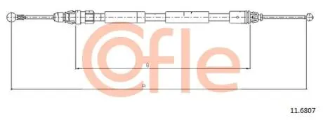 Трос ручника Renault Trafic/Opel Vivaro 01- (1498mm) COFLE 92116807 (фото 1)