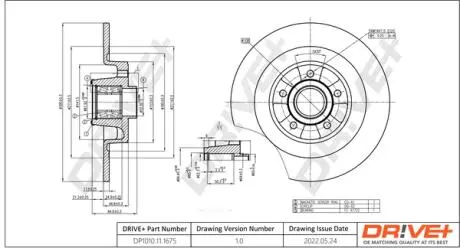 TARCZA HAM. RENAULT SAFRANE 02- 300X9.5 WITH BEARING DR!VE+ DP1010111675