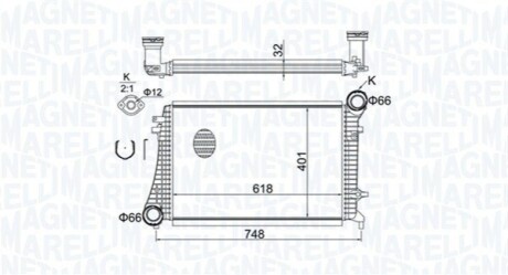 Радиатор интеркулера VW Caddy III 1.9/2.0 TDI 04-10 MAGNETI MARELLI 351319204240