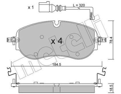 Колодки гальмівні (передні) Audi Q4 e-tron 21-/Skoda Enyaq 20-/VW ID.4 20-/ID.5 21- (диск d=358mm) Metelli 2213200