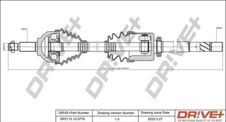 Півосі Renault Trafic 2.5 dCi 03- (R) (39x27x1045) DR!VE+ DP2110100770