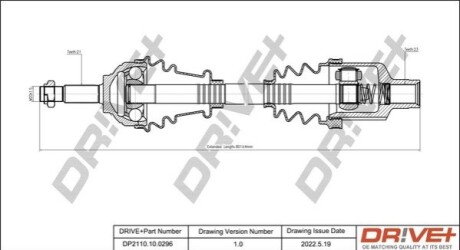 Полуось (передняя) Renault Logan 04- (R) (21x23x763) DR!VE+ DP2110100296