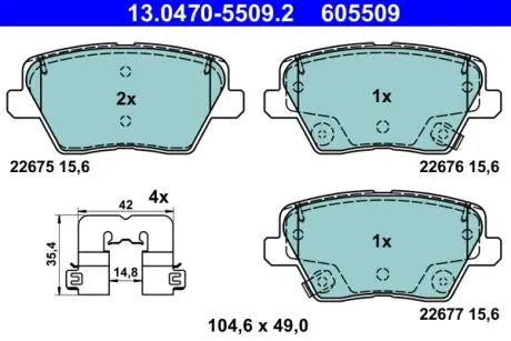 KLOCKI HAM. HYUNDAI T. I30 1,0-1,6 CRDI 16- CERAMIC ATE 13047055092