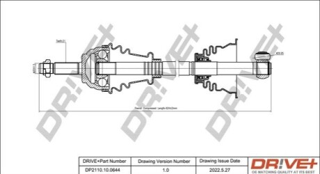 Півосі Renault Kangoo 1.2-1.6 97- (L) (21x26x629) DR!VE+ DP2110100644