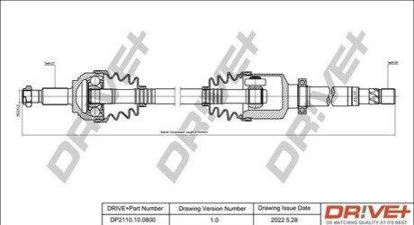 Півосі Renault Kangoo 1.5dCi 08- (R) (27x26x945) DR!VE+ DP2110100800