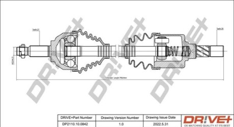 Півосі Renault Trafic 2.0dCi 06- (L) (27x39x694) DR!VE+ DP2110100842