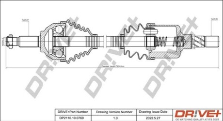 Півосі Renault Trafic 2.0dCi 06- (L) (27x39x694) DR!VE+ DP2110100769