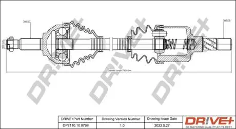 Півосі Renault Trafic 2.0dCi 06- (L) (27x39x694) DR!VE+ DP2110100769