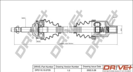 Півосі Renault Kangoo (R) (21x23x728x26T) (+ABS) DR!VE+ DP2110100725