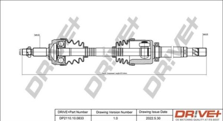 Півосі Renault Scenic 1.5dCi 09- (R) (25x26x952) DR!VE+ DP2110100833