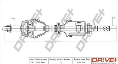 Полуось Opel Movano 2.5 DTI 01- (L) (28x663) d=37 DR!VE+ DP2110100461