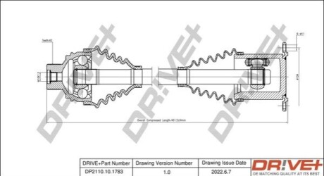 Піввісь (передня) Audi A4 08-15/A5 08-17 (42x465) DR!VE+ DP2110101783