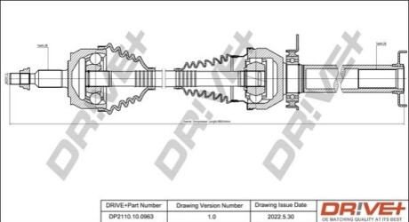 Полуось (передняя) VW T5/Multivan V 03-15 (R) МКПП DR!VE+ DP2110100963