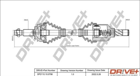 Півосі Renault Kangoo 1.5dCi 08- (L) (27x26x675) DR!VE+ DP2110100798