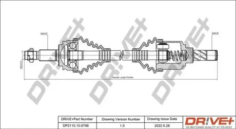Полуось Renault Kangoo 1.5dCi 08- (L) (27x26x675) DR!VE+ DP2110100798