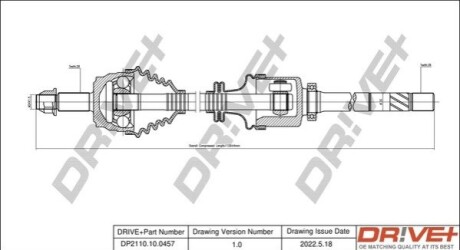 Півосі Opel Movano 2.2 DTI 00- (R) (28x39x1132) DR!VE+ DP2110100457