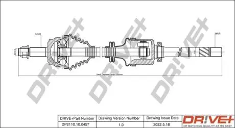 Полуось Opel Movano 2.2 DTI 00- (R) (28x39x1132) DR!VE+ DP2110100457