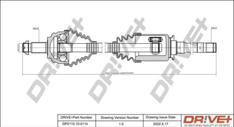 Полуось BMW X5 (E53) 3.0-4.8 00-06 (R) (L=970mm) DR!VE+ DP2110100114