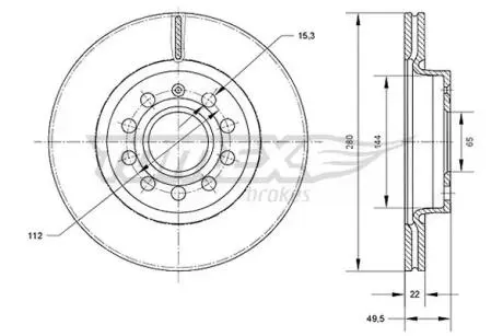 Диск тормозной (передний) VW Caddy 04- (280x22) TOMEX TX7030