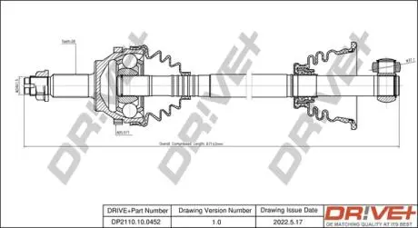 Полуось Renault Master 98- (R) (28x39x1118x51T) DR!VE+ DP2110100452