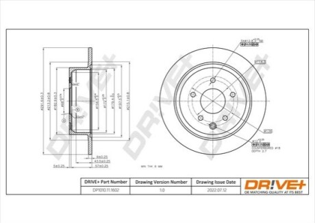 TARCZA HAM. TYЈ NISSAN QASHQAI 1.5DCI 08- 292X9 DR!VE+ DP1010111602