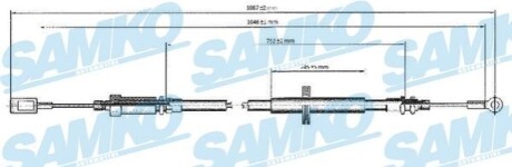 Трос ручного тормоза. CI/FI/PE przуd 1078/761 SAMKO C0173B