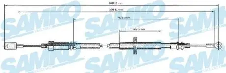 Трос ручного тормоза. CI/FI/PE przуd 1078/761 SAMKO C0173B