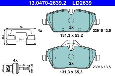 Колодки тормозные (передние) BMW i3 (I01) 13- ATE 13047026392