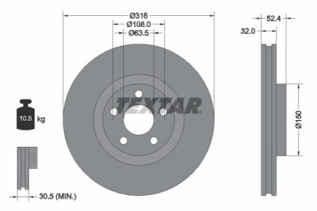 TARCZA HAM. FORD P. GALAXY/S-MAX 1,5-2,5 15- TEXTAR 92293605