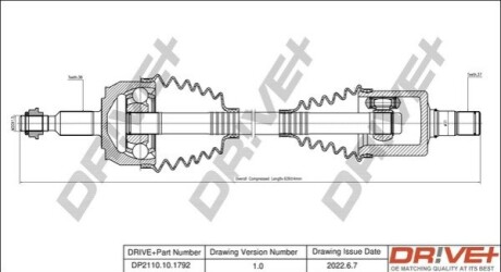 Полуось VW T5 2.0 TDI 09-15 (L) (37x38x645) DR!VE+ DP2110101792