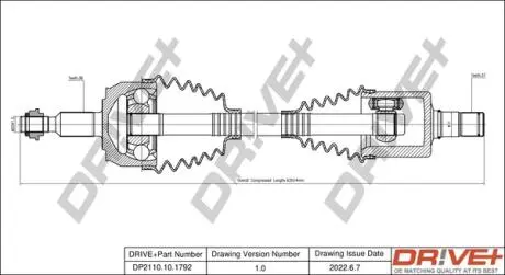 Півосі VW T5 2.0 TDI 09-15 (L) (37x38x645) DR!VE+ DP2110101792