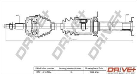 Полуось VW T5 2.5 TDI 03-09 (R) (26x38x925) DR!VE+ DP2110100964 (фото 1)