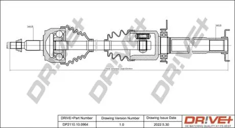 Півосі VW T5 2.5 TDI 03-09 (R) (26x38x925) DR!VE+ DP2110100964