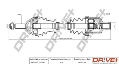 Півосі Renault Kangoo 1.9D (R) (21x23x712) DR!VE+ DP2110100645