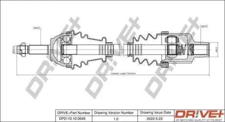 Півосі Renault Kangoo 1.9D (R) (21x23x712) DR!VE+ DP2110100645
