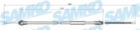 Трос ручного тормоза. P206 1638/1303 bкbny SAMKO C0611B