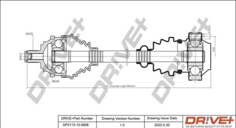 Полуось VW T4 2.5-2.8 98-03 (38x545)(+ABS) DR!VE+ DP2110100958