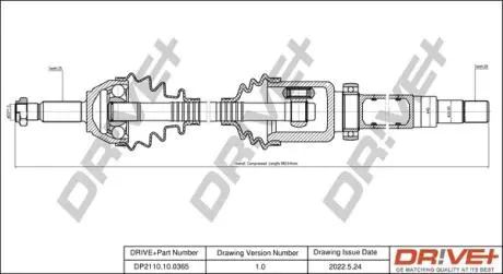Півосі Ford Connect 02-13 (R) (25x26x962) DR!VE+ DP2110100365