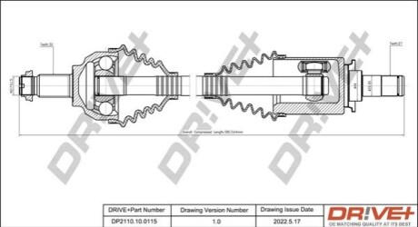 Півосі BMW 3 (E46) 00-05 (L) (30x27x577) DR!VE+ DP2110100115