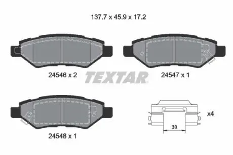 Тормозные колодки, дисковый тормоз.) TEXTAR 2454601